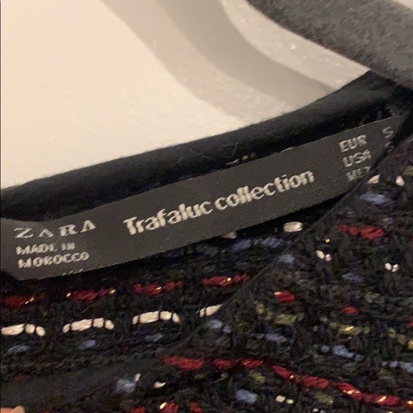 Zara Trafaluc Black Tweed Shift Dress with Fringe - Picture 6 of 9